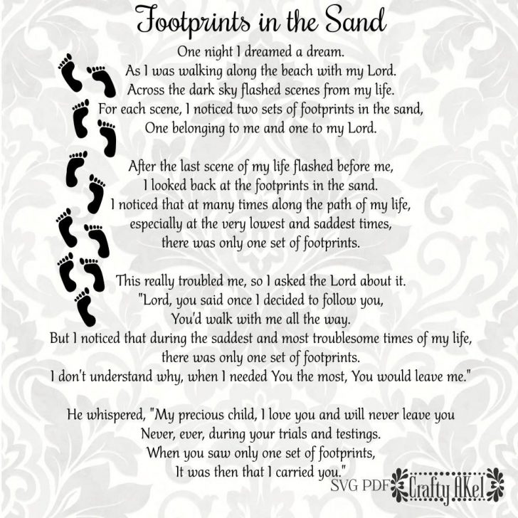 Footprints In The Sand Poem Svg & Pdf Files Vector Clipart