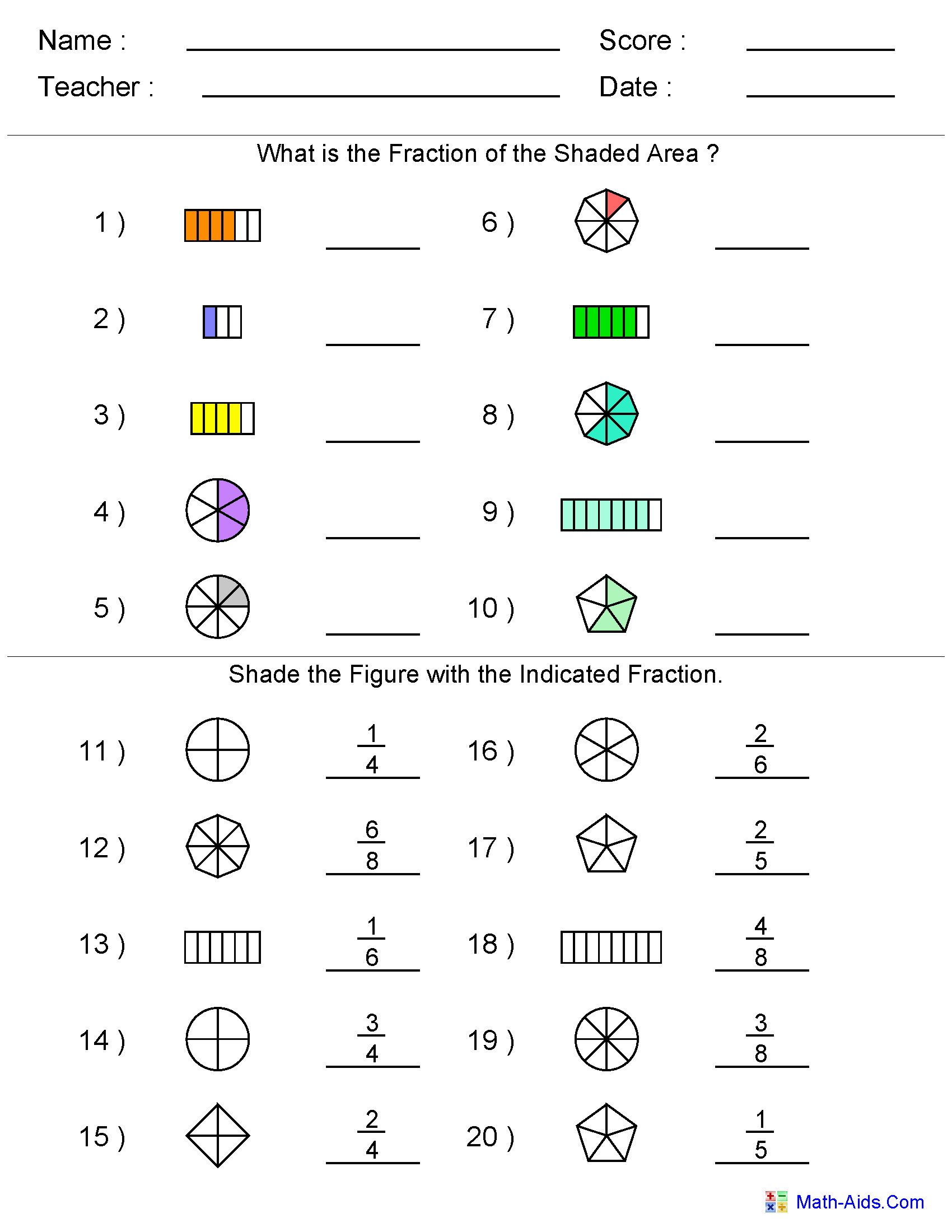 Fractions Worksheets | Printable Fractions Worksheets For Teachers - Free Printable 5 W&amp;#039;s Worksheets