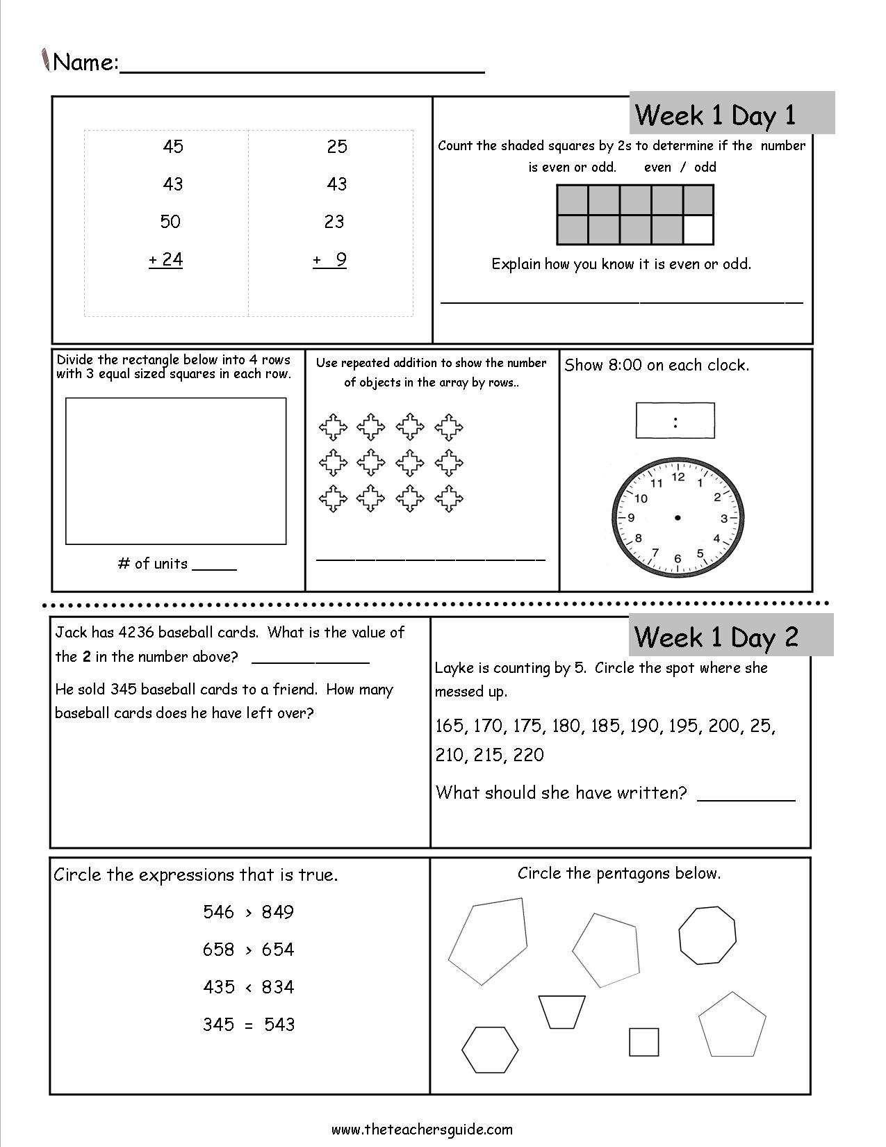 Free 3Rd Grade Daily Math Worksheets - Free Printable 4Th Grade Morning Work
