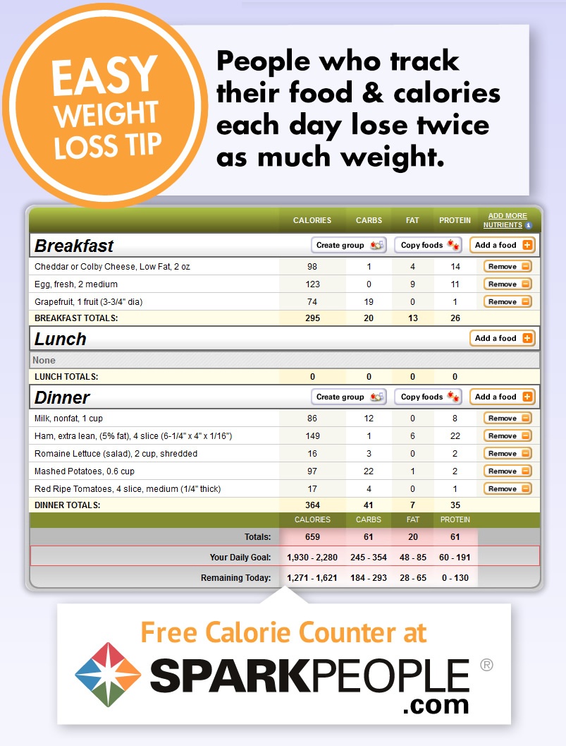 Calorie Count Chart For Food