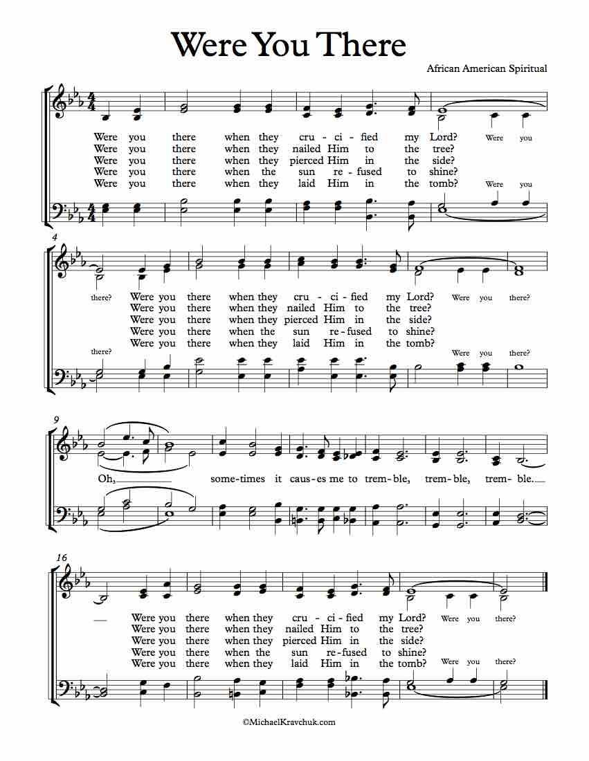 Free Choir Sheet Music – Were You There In 2019 | Music | Gospel - Free Printable Gospel Music Lyrics