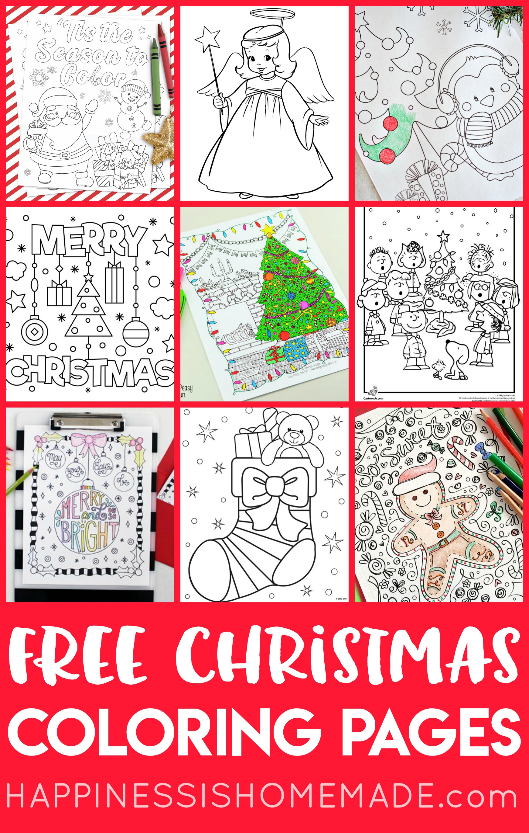 Free Christmas Coloring Pages For Adults And Kids - Happiness Is - Free Printable Christmas Designs