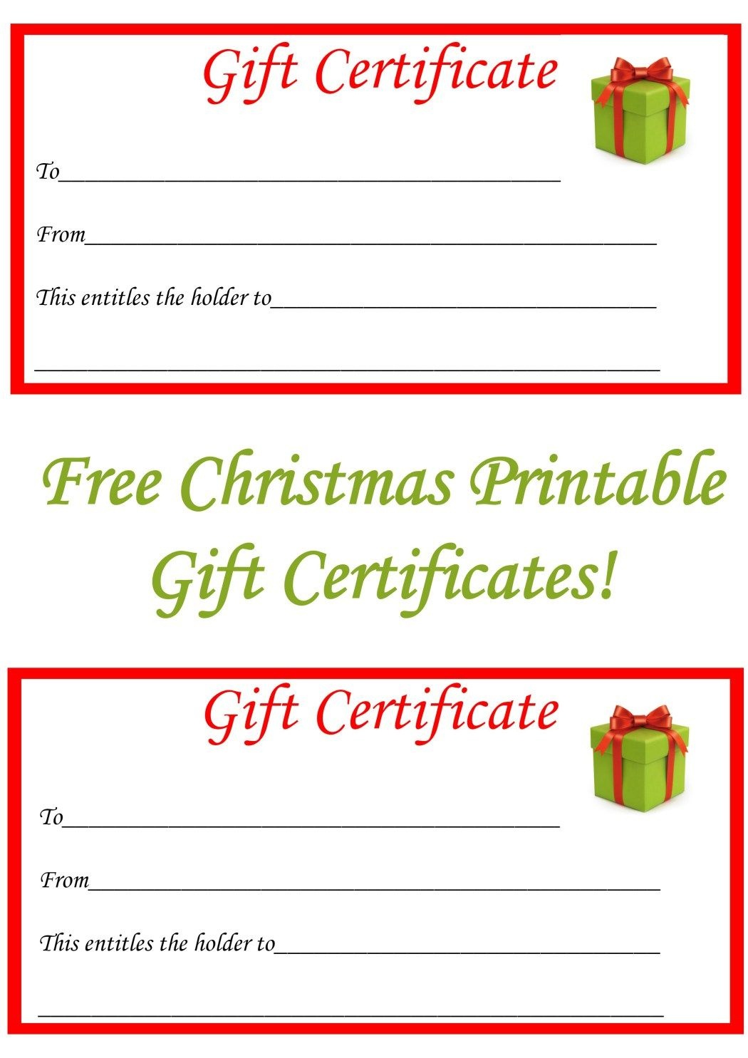 Free Christmas Printable Gift Certificates | Gift Ideas | Christmas - Free Printable Gift Certificate Templates For Massage