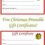 Free Christmas Printable Gift Certificates | Gift Ideas | Christmas   Free Printable Xmas Gift Certificates