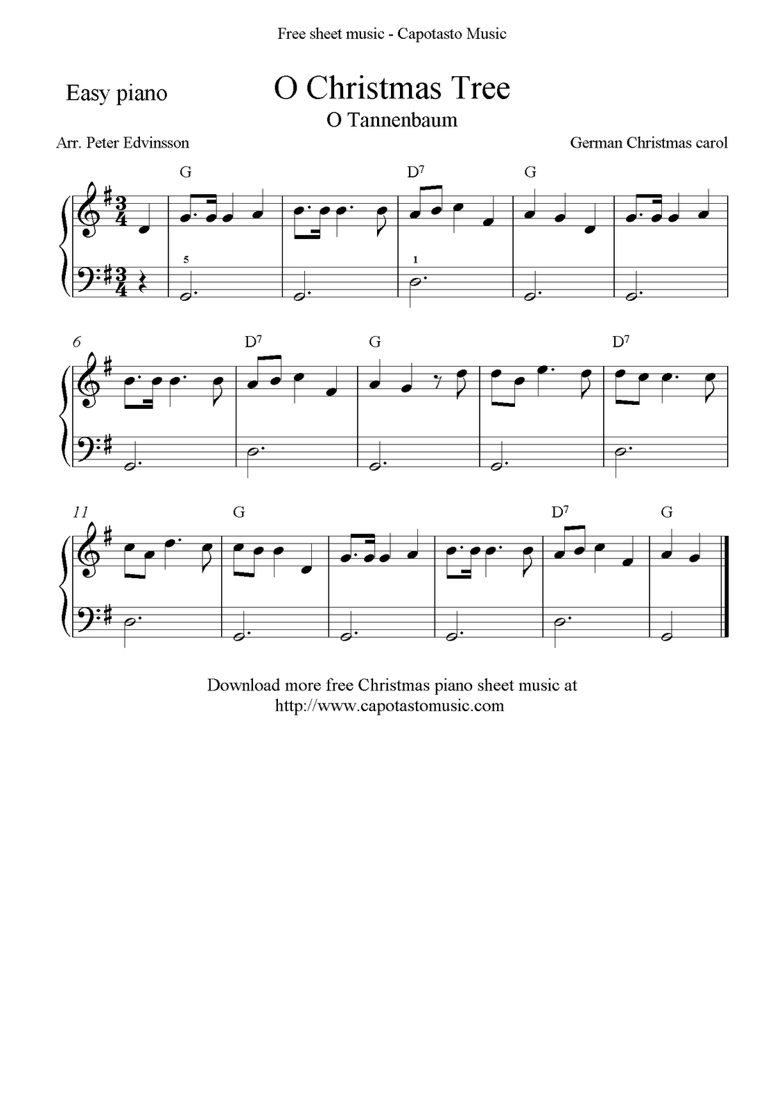 Free Christmas Sheet Music For Easy Piano Solo, O Christmas Tree - Christmas Piano Sheet Music Easy Free Printable