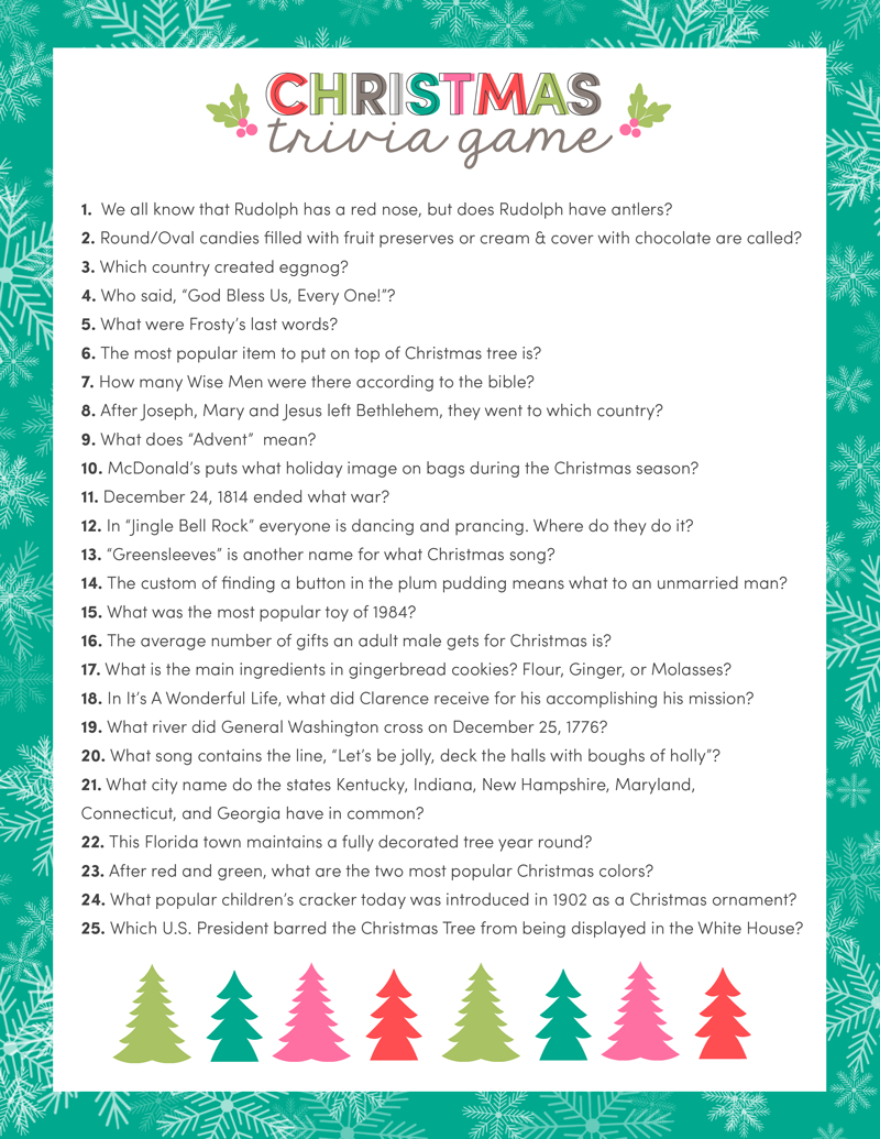 Free Printable Christmas Party Games