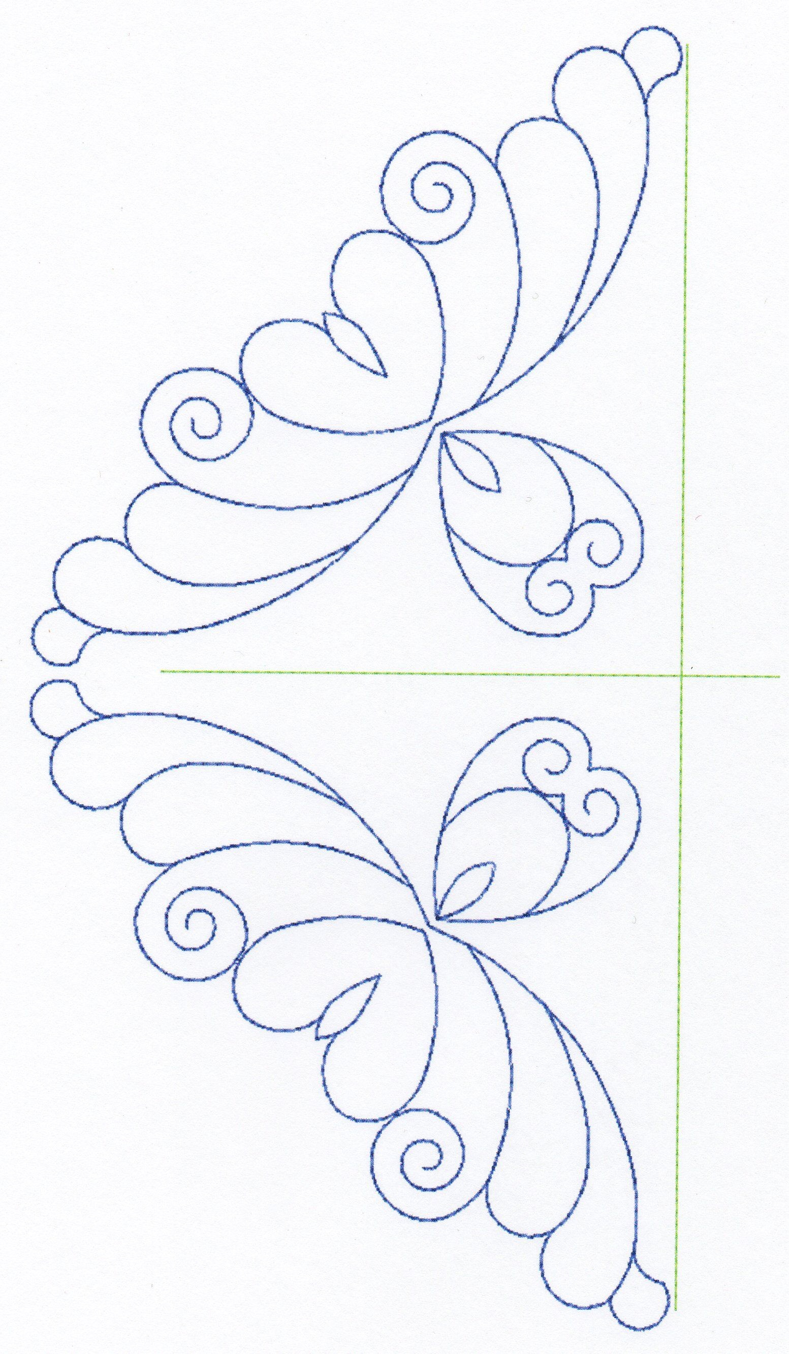 Free Continuous Machine Quilting Designs | Feather Quilting Design - Free Printable Pantograph Quilting Patterns