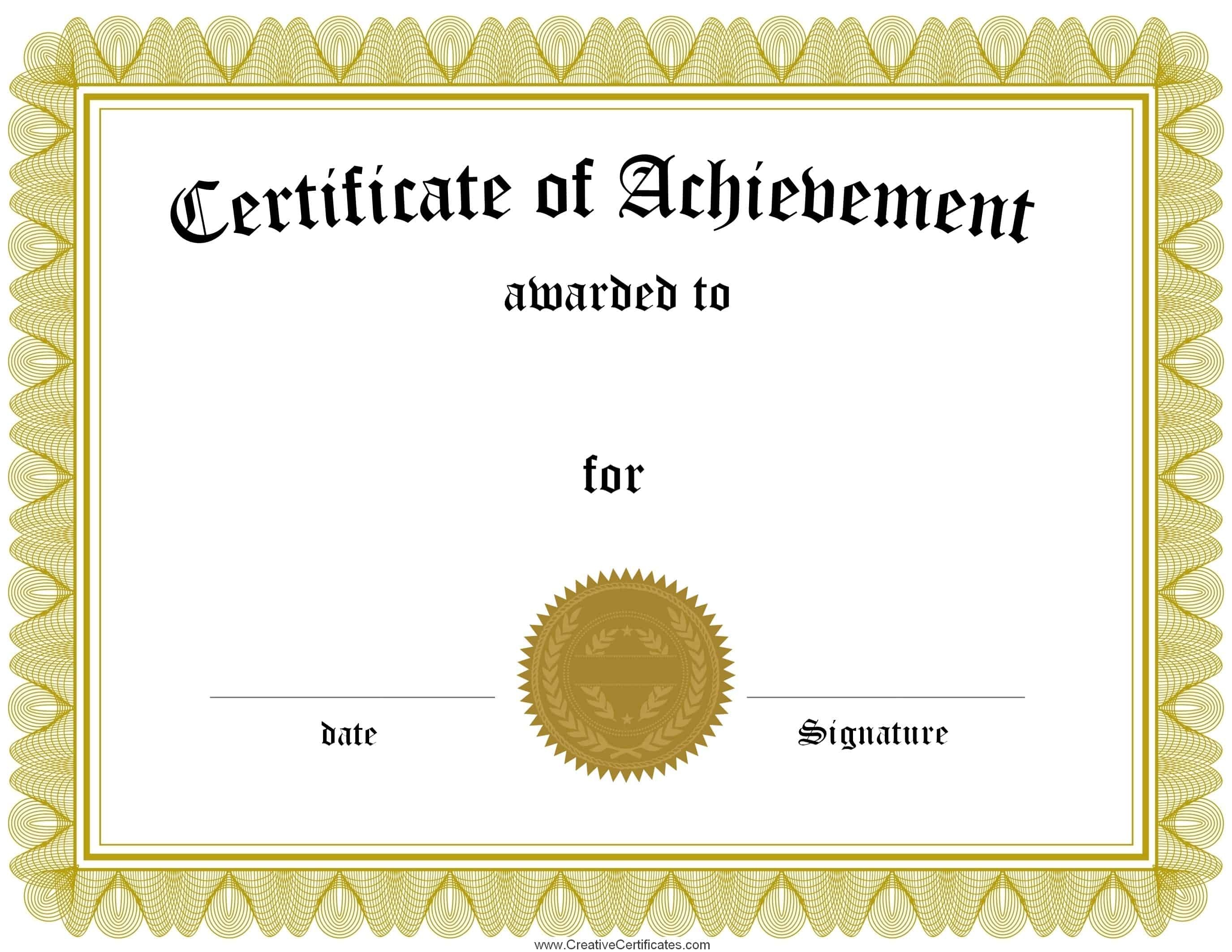 Free Customizable Certificate Of Achievement - Free Printable Certificates And Awards