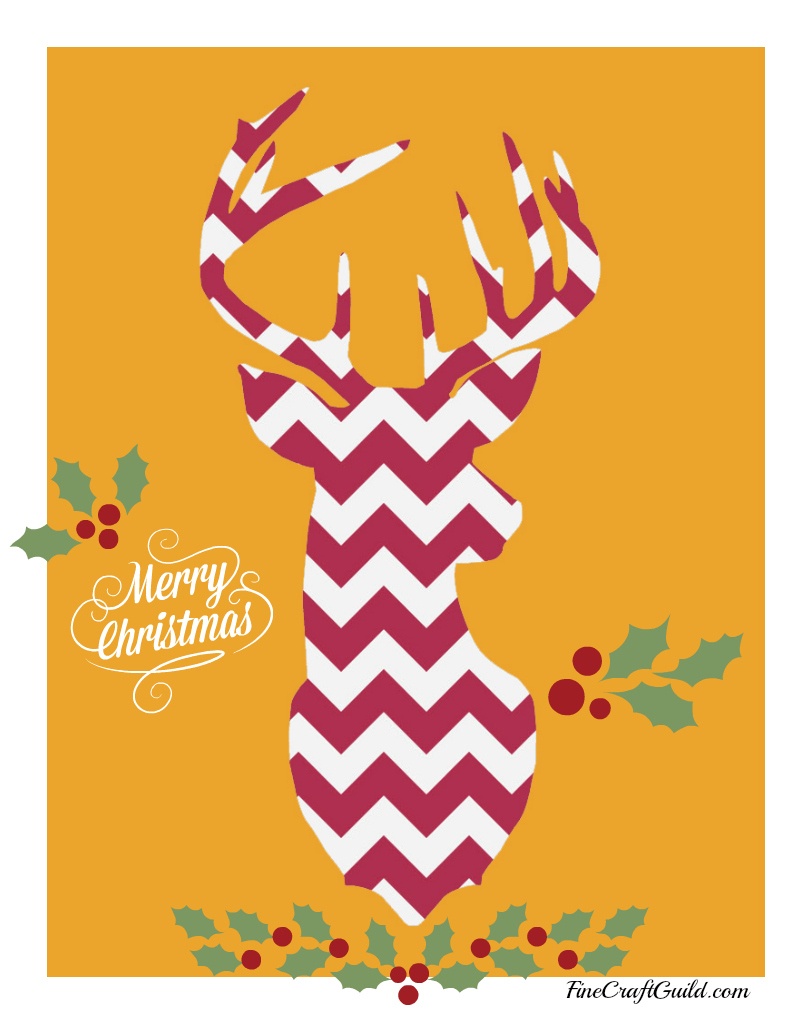 Free Downloadable Christmas Cards - Chevron Deer - Free Online Printable Christmas Cards