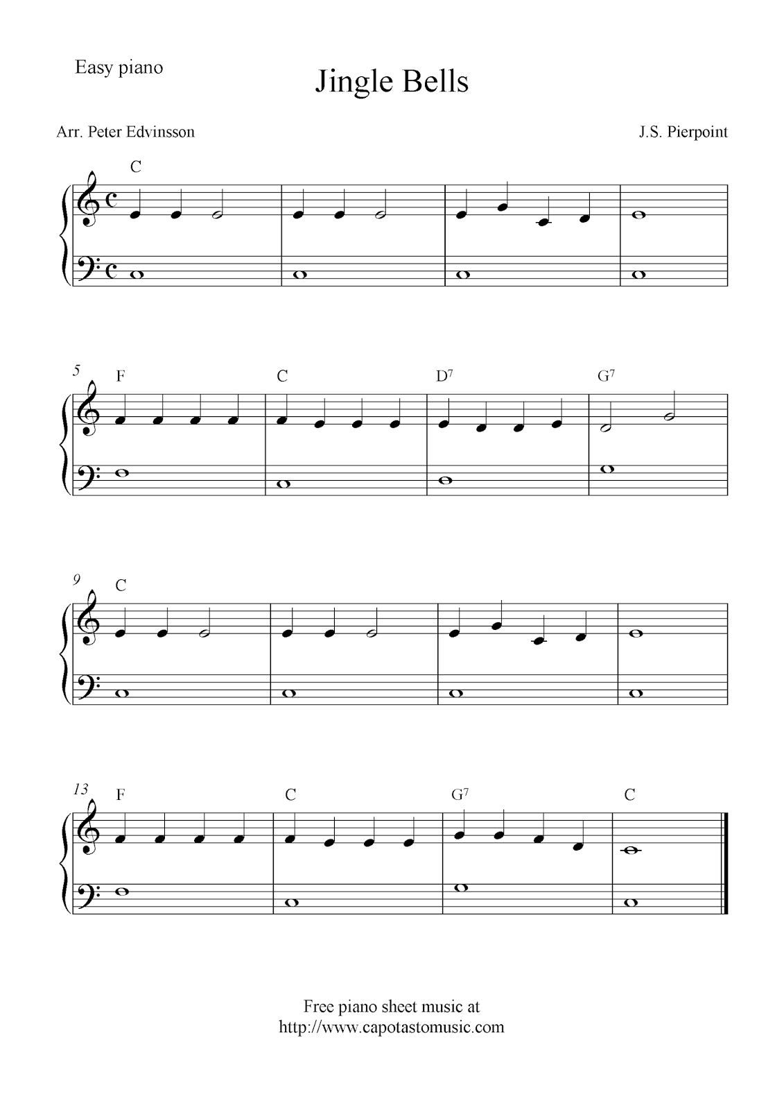 Free Easy Christmas Piano Sheet Music Notes, Jingle Bells | Music In - Christmas Piano Sheet Music Easy Free Printable