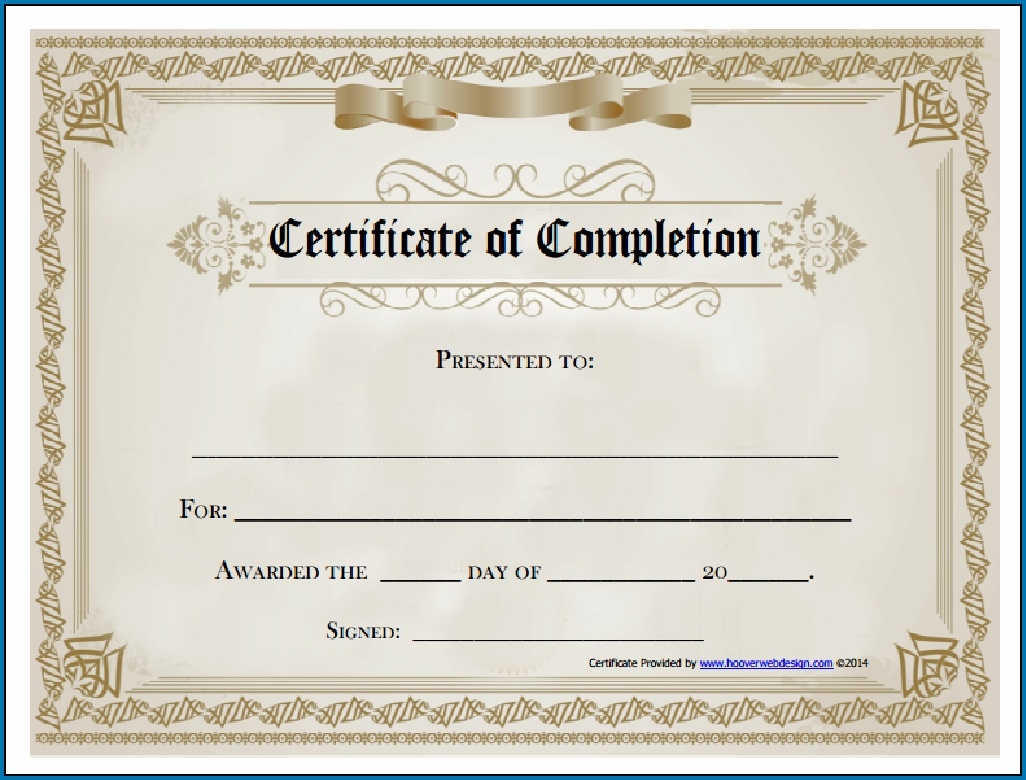 Free Completion Certificate Templates For Word