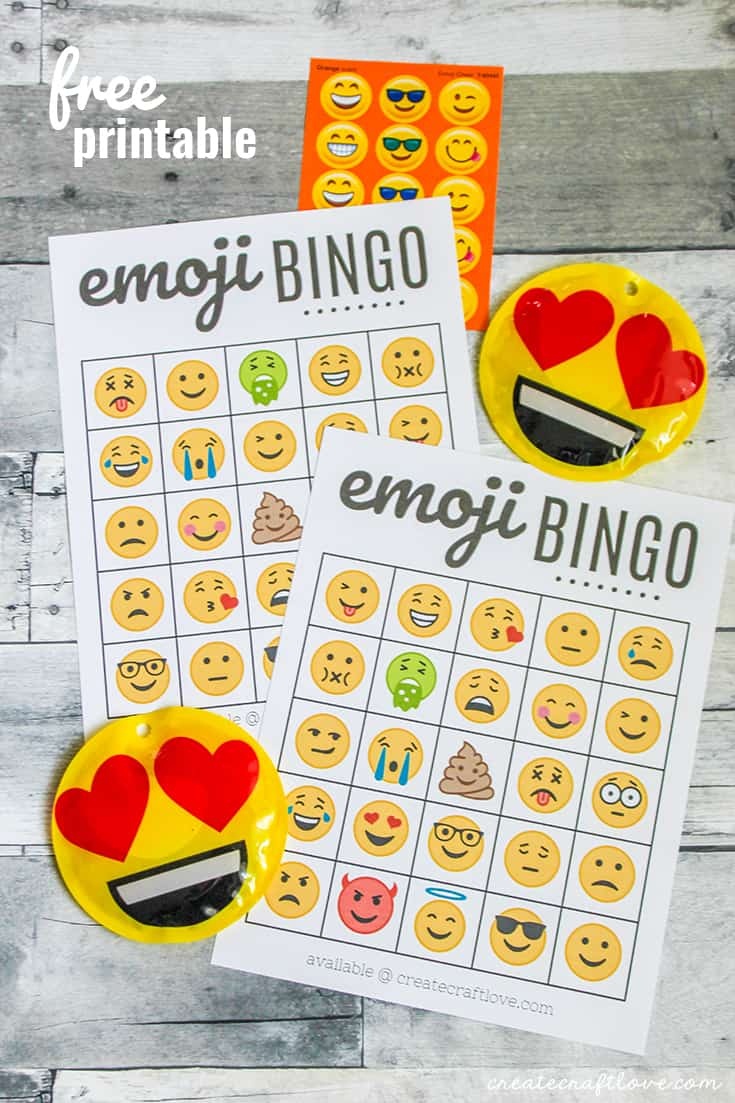 Free Emoji Bingo Printable - Create Craft Love - Free Emoji Bingo Printable