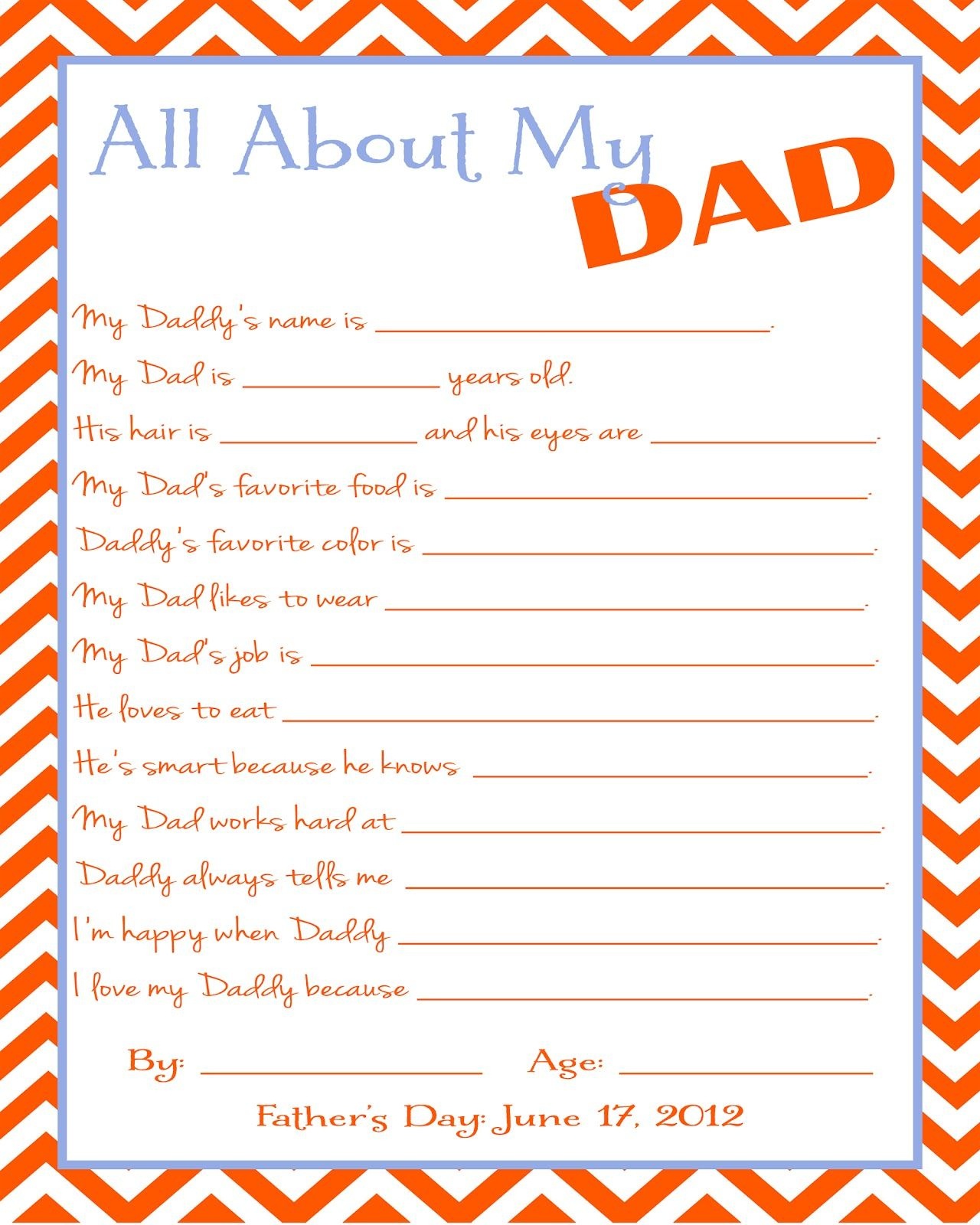 Free Father&amp;#039;s Day Printable What A Cute Idea | Kid Ideas | Father&amp;#039;s - Free Printable Dad Questionnaire