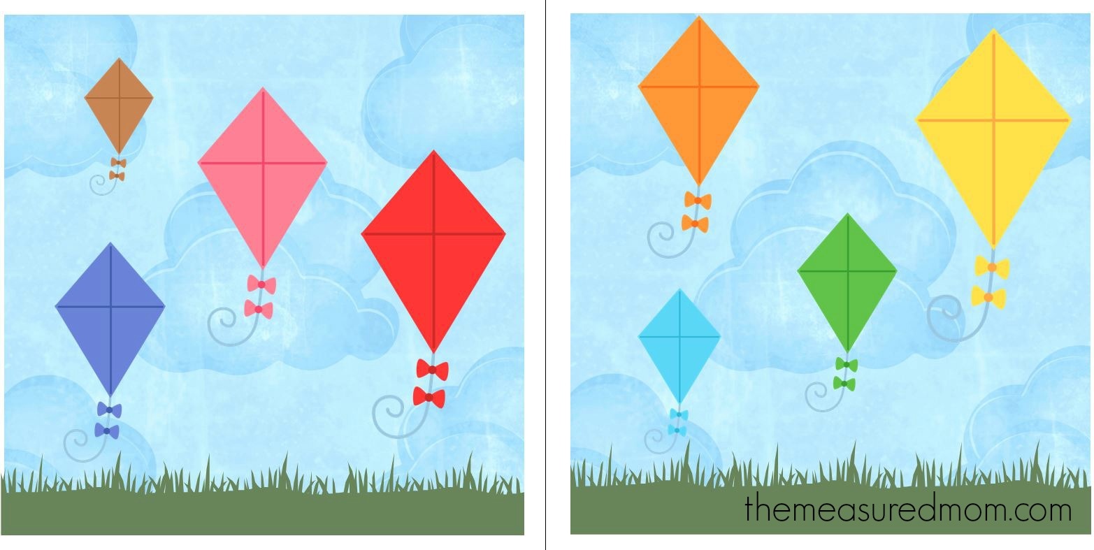 Free File Folder Game For Preschoolers: Kites! - The Measured Mom - File Folder Games For Toddlers Free Printable