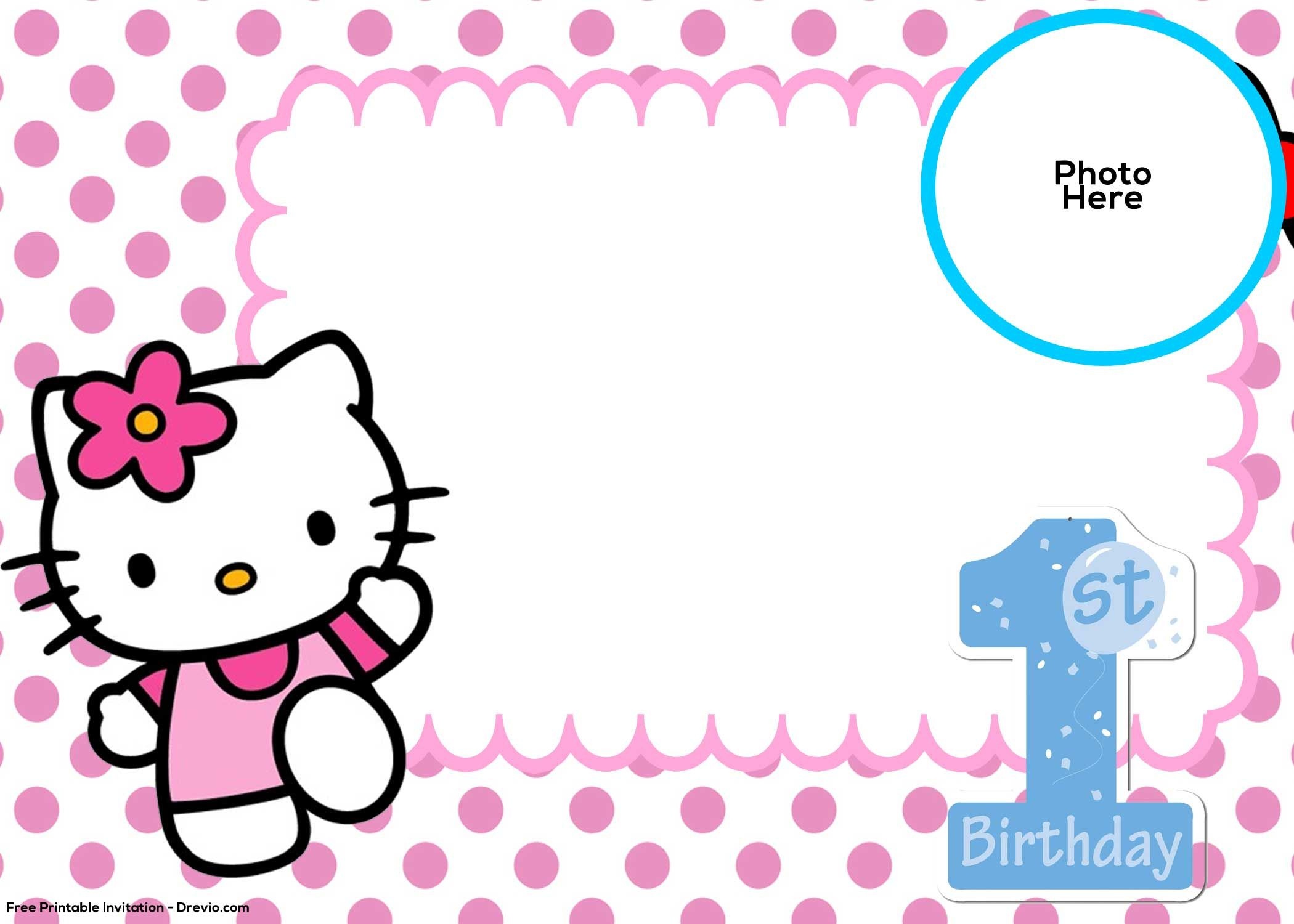 Free Hello Kitty 1St Birthday Invitation | Birthday Invitation - Hello Kitty Free Printable Invitations For Birthday