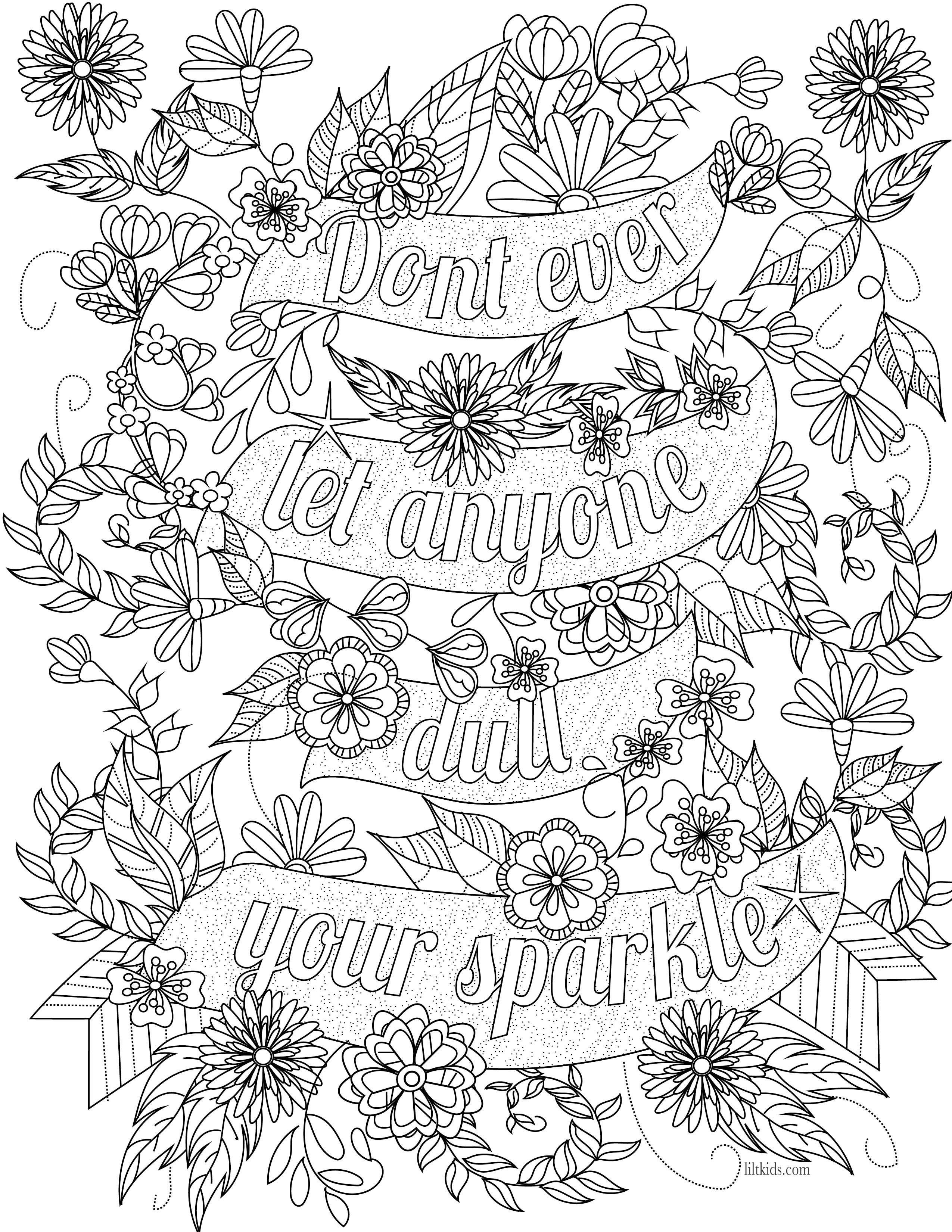 Free Inspirational Quote Adult Coloring Book Image From Liltkids - Free Printable Quote Coloring Pages For Adults