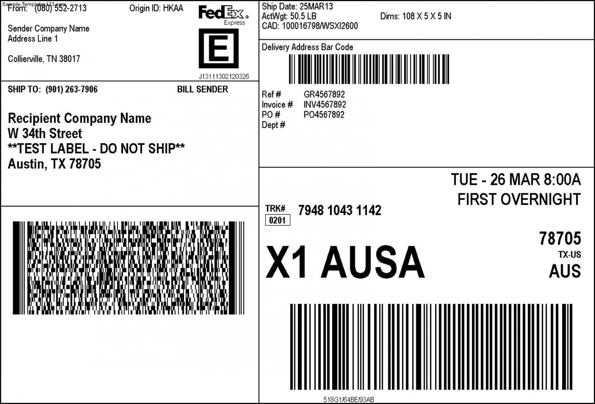 Fedex Shipping Label Template