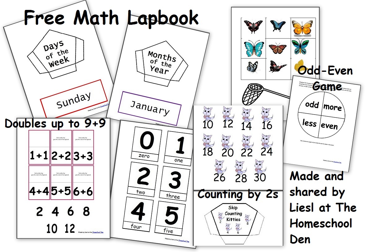 Free Math Lapbook (Prek, K, 1St Grade) - Homeschool Den - Free Printable Lapbook Templates