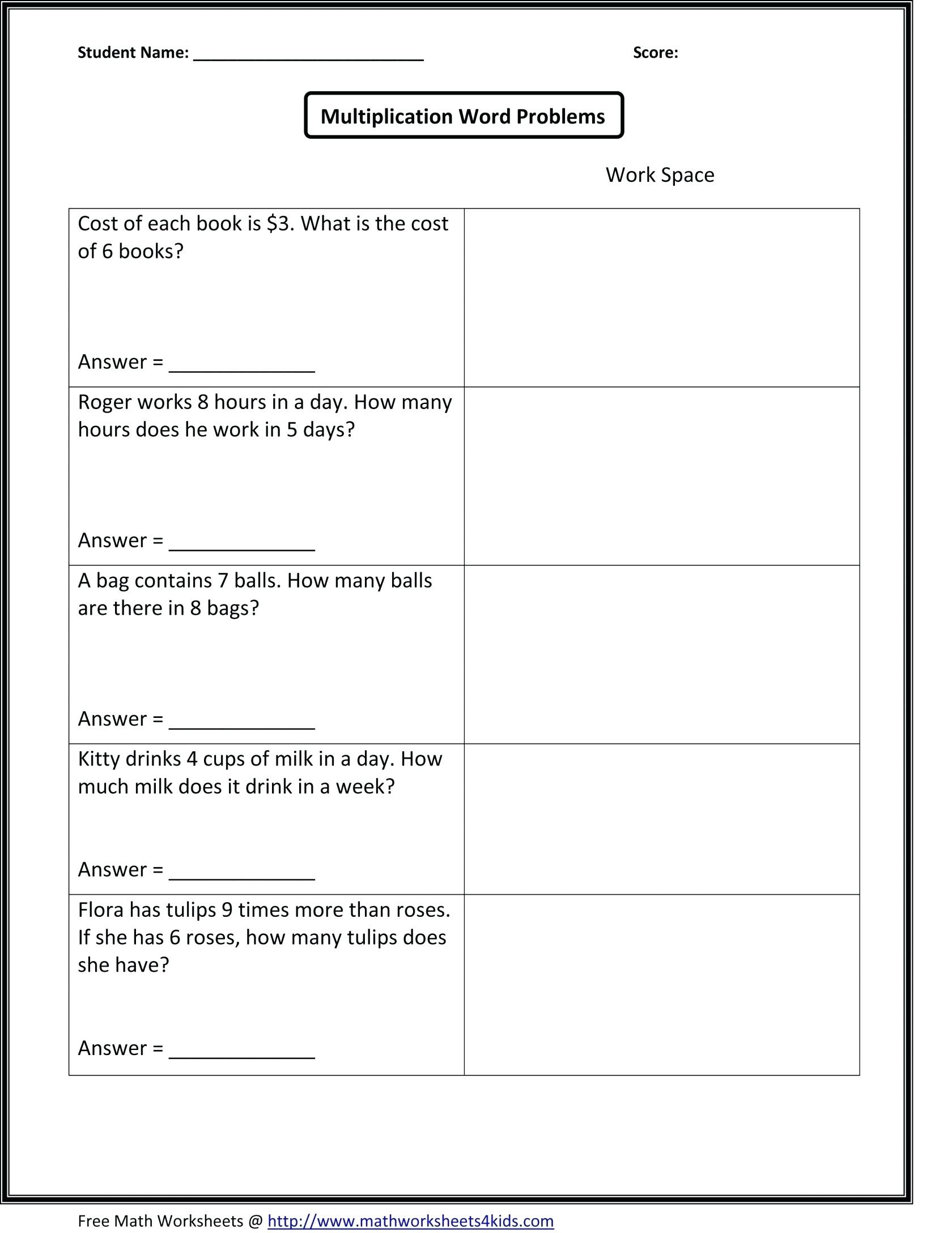 Free Math Worksheet For 2Nd Graders Free Printable Math Worksheets - Free Printable Word Problems 2Nd Grade