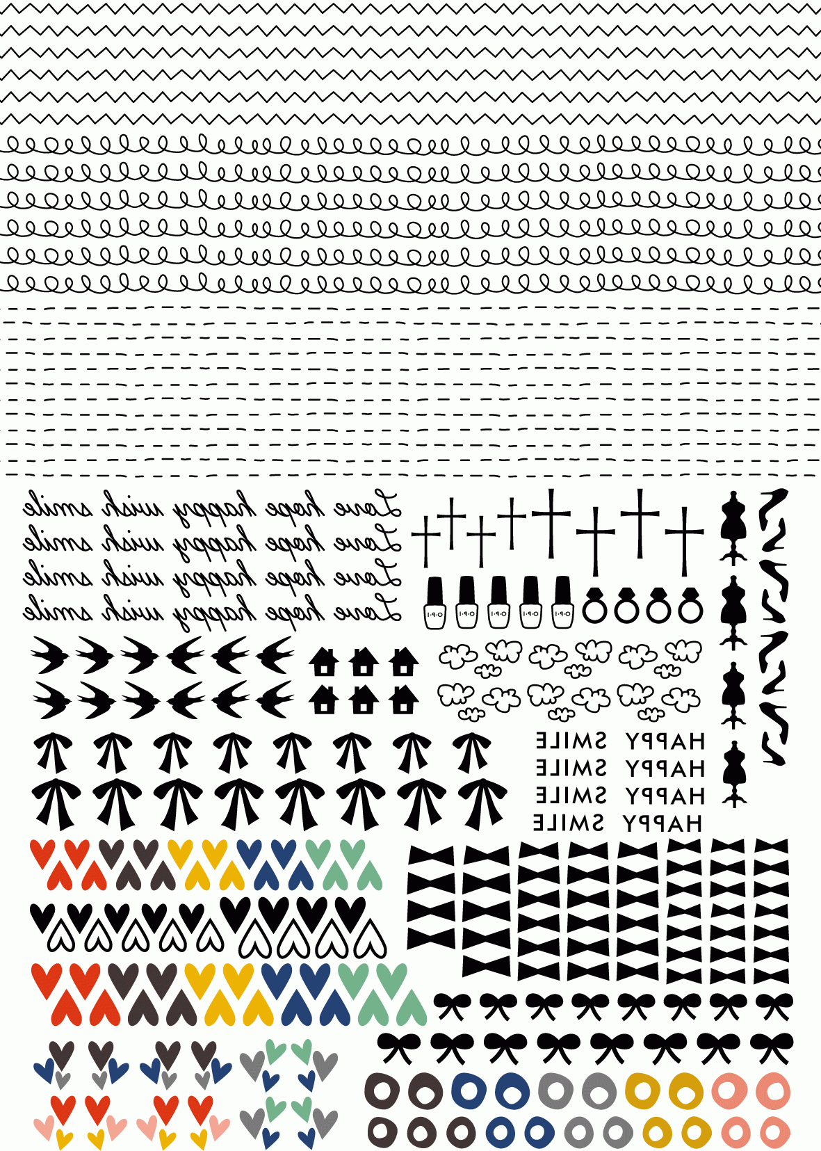 Free Patterns For Nail Art -Print It Out On A Transparent Sticker - Free Printable Nail Art Designs