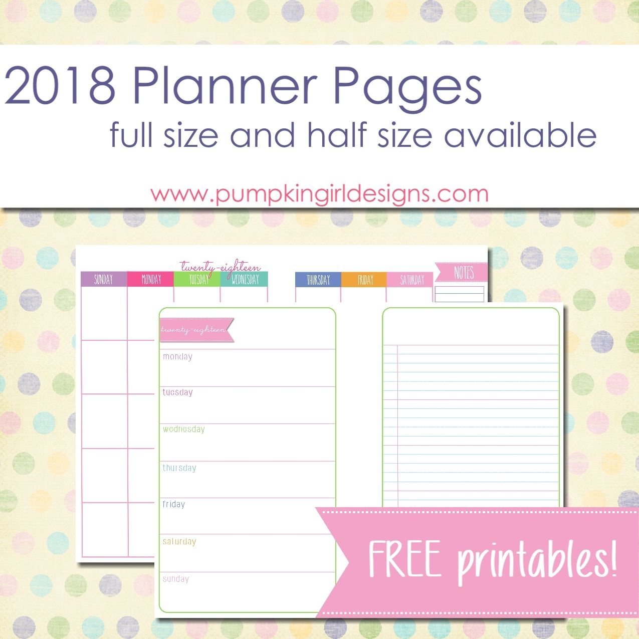Free Printable 2018 Blank Planner Pages | Pumpkingirl Designs - Free Printable Diary Pages