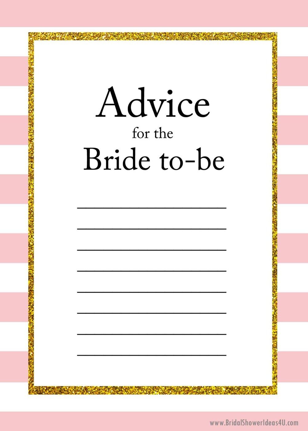 Free Printable Advice For The Bride To Be Cards | Friendship | Bride - Free Printable Bridal Shower Cards