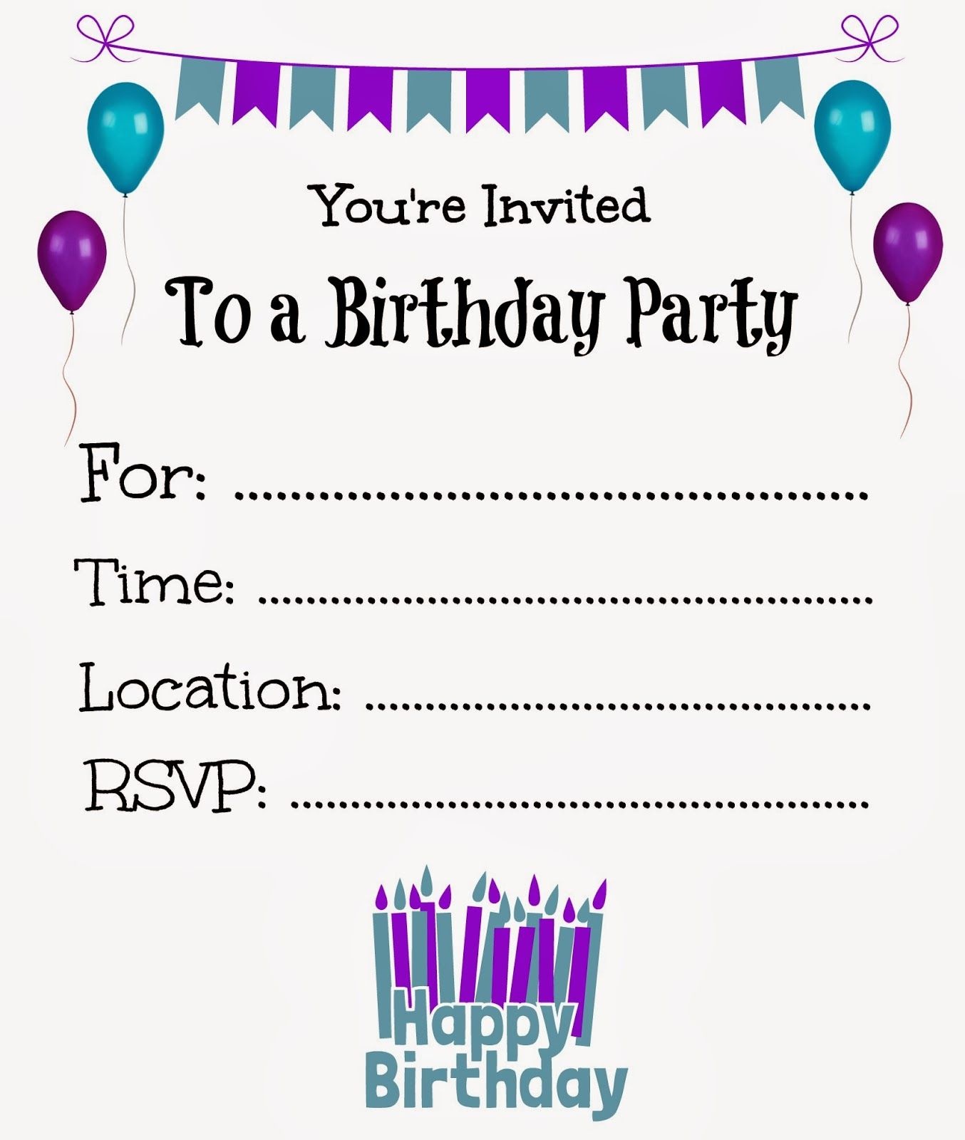 Free Printable Birthday Invitations For Kids #freeprintables - Free Printable Girl Birthday Invitations
