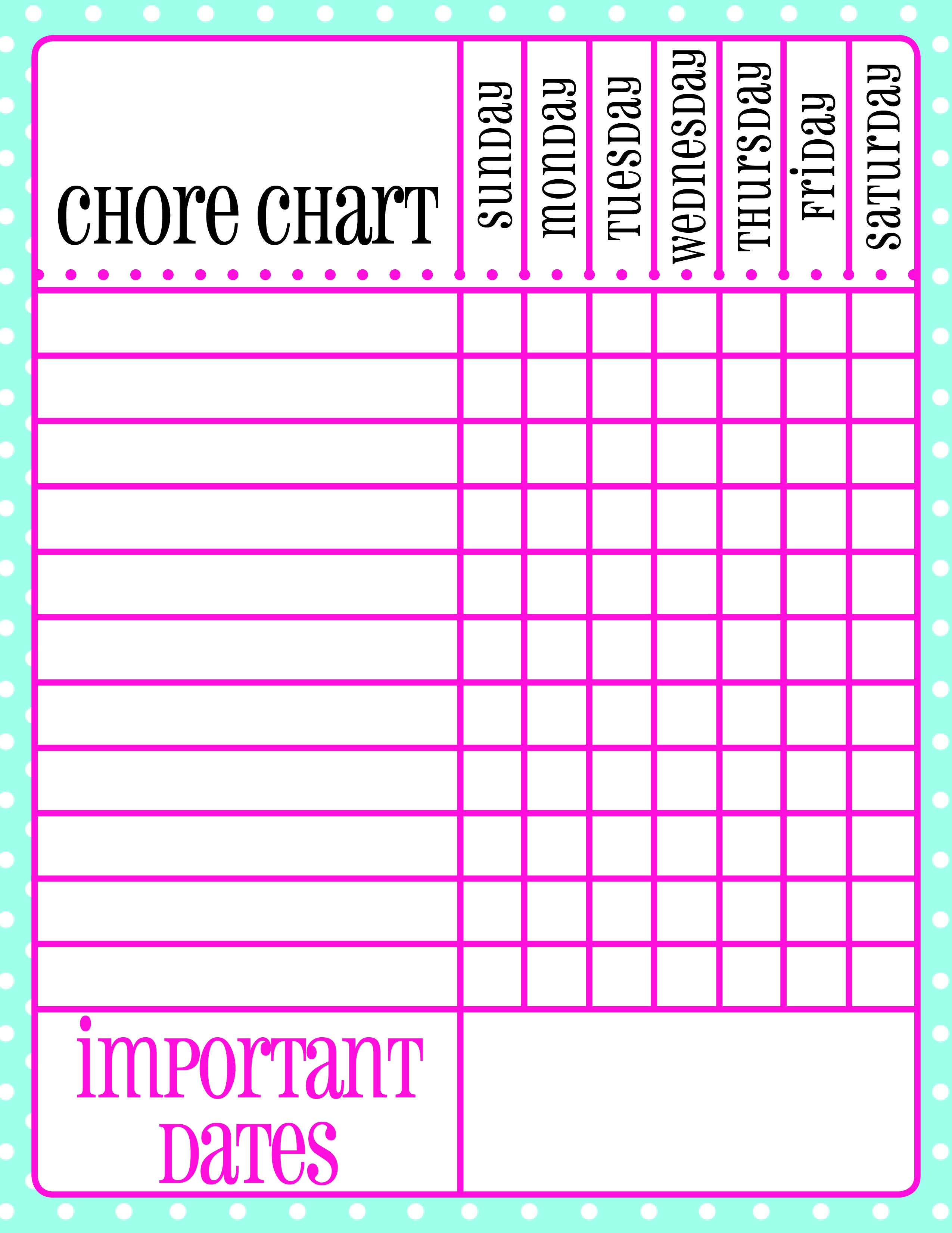 Free Printable Chore Chart For Kids | Organizing | Printable Chore - Free Printable Teenage Chore Chart