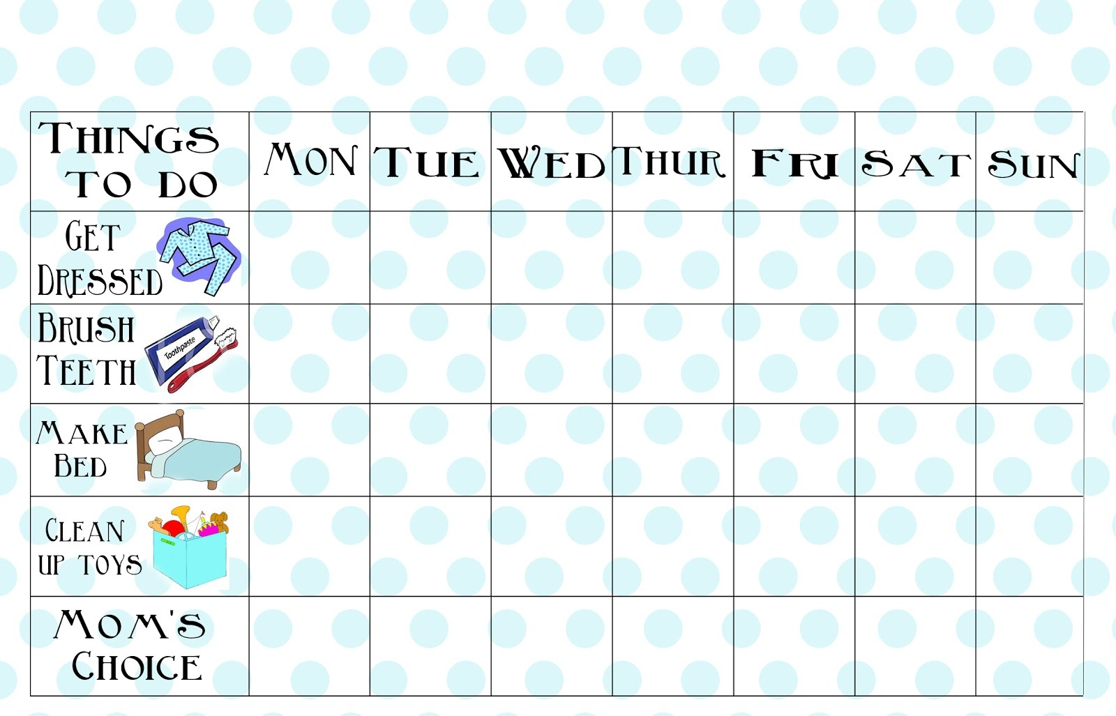 Free Printable Chore Chart - Free Printable To Do Charts