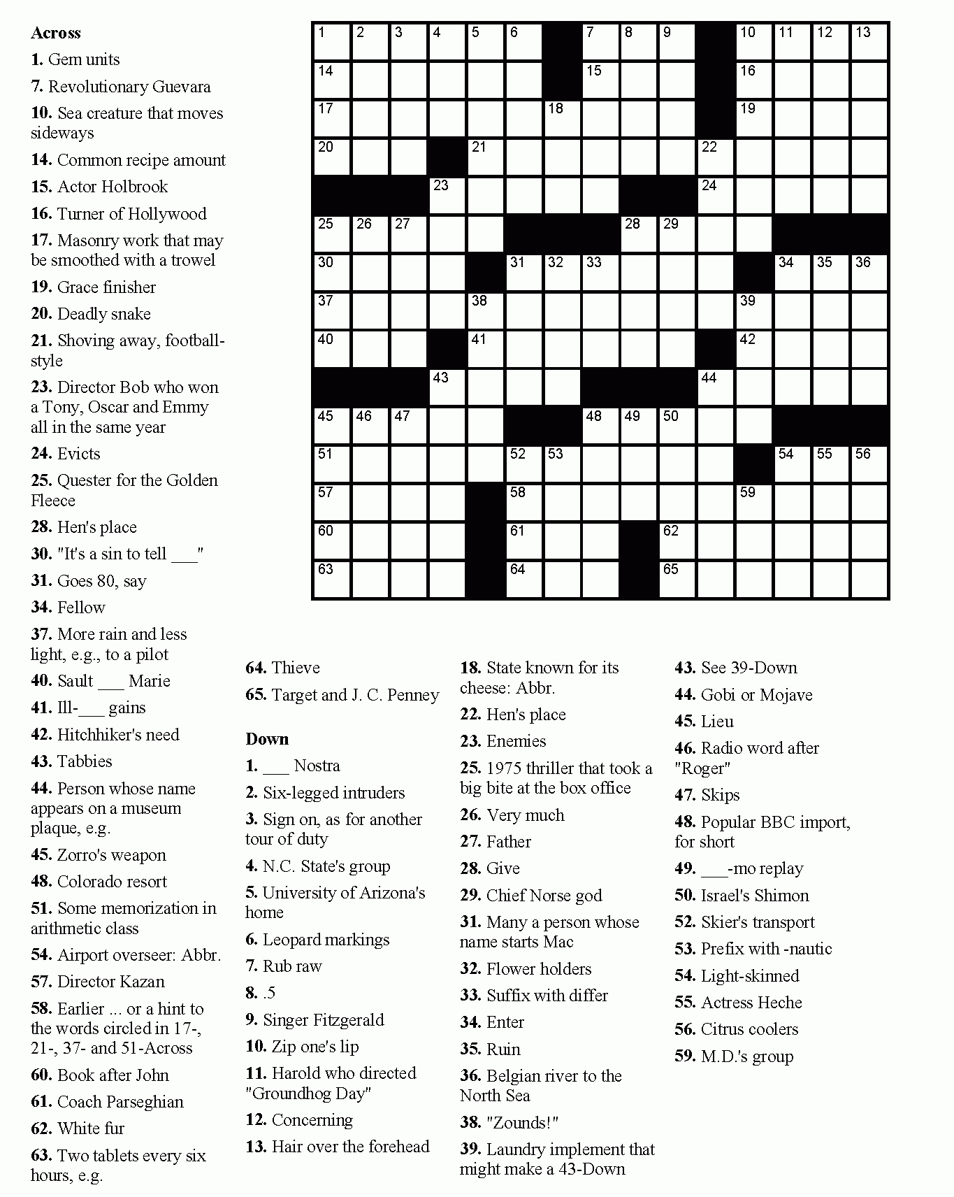 Free Printable Crossword Puzzles Easy For Adults | My Board | Free - Free Printable Puzzles