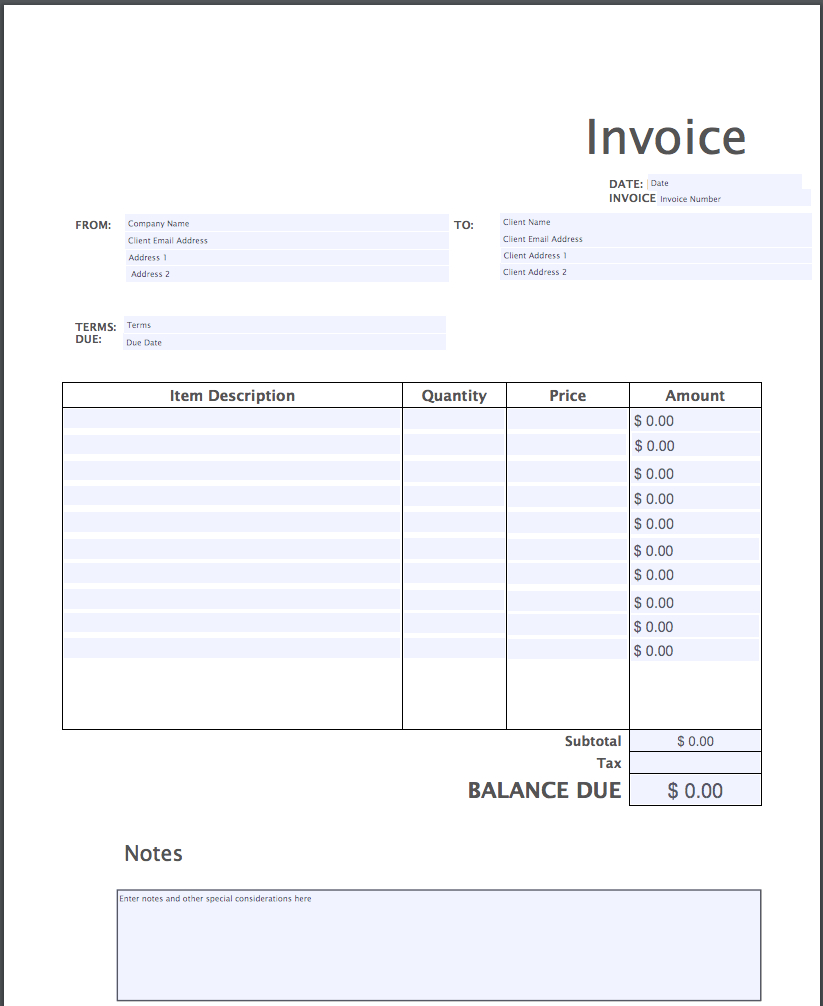 Free Printable Editable Invoice Invoiceplates Excel Basicplate - Free Printable Invoice Templates