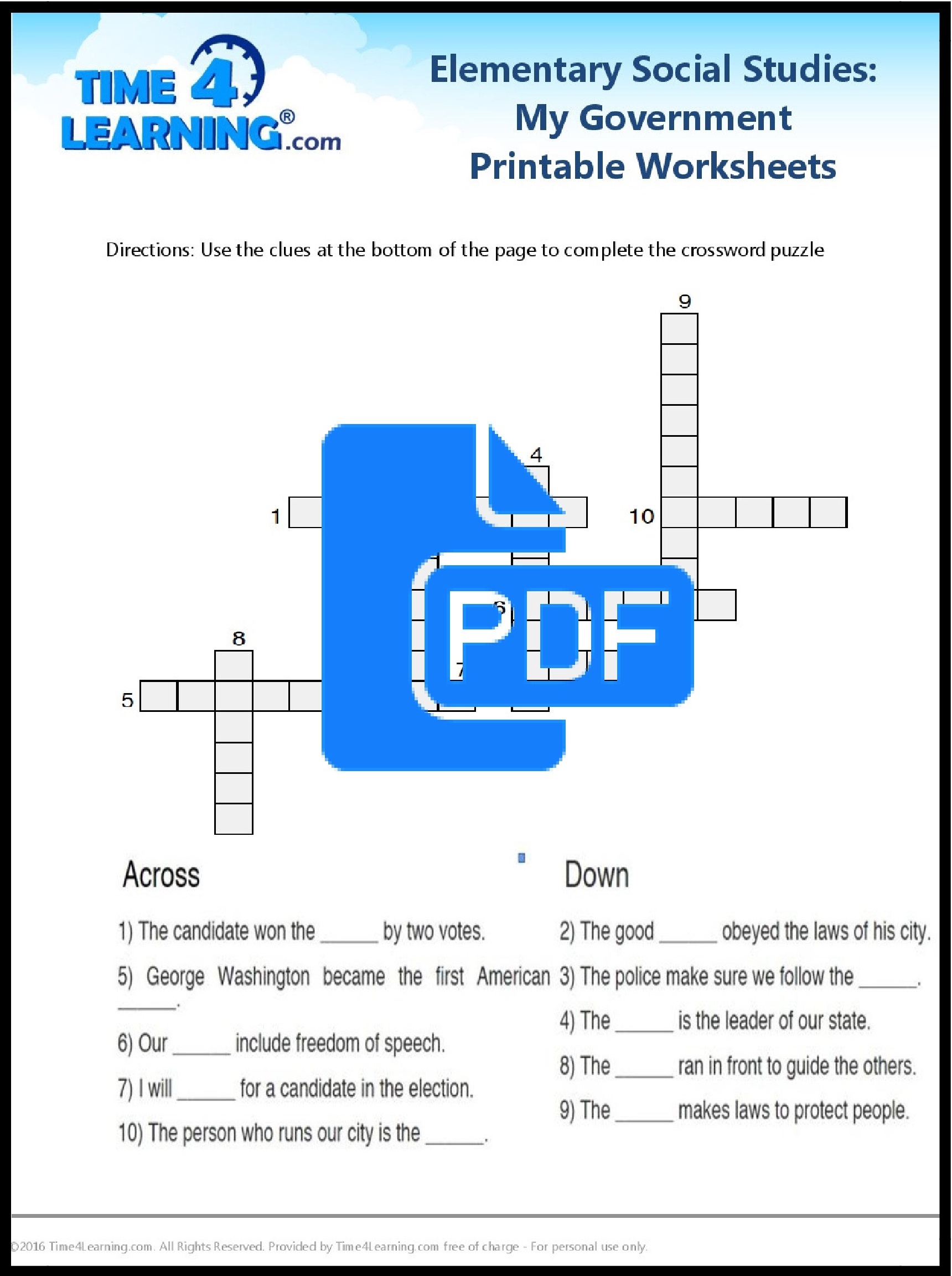 Free Printable: Elementary Social Studies Worksheet | Time4Learning - Social Studies Worksheets First Grade Free Printable