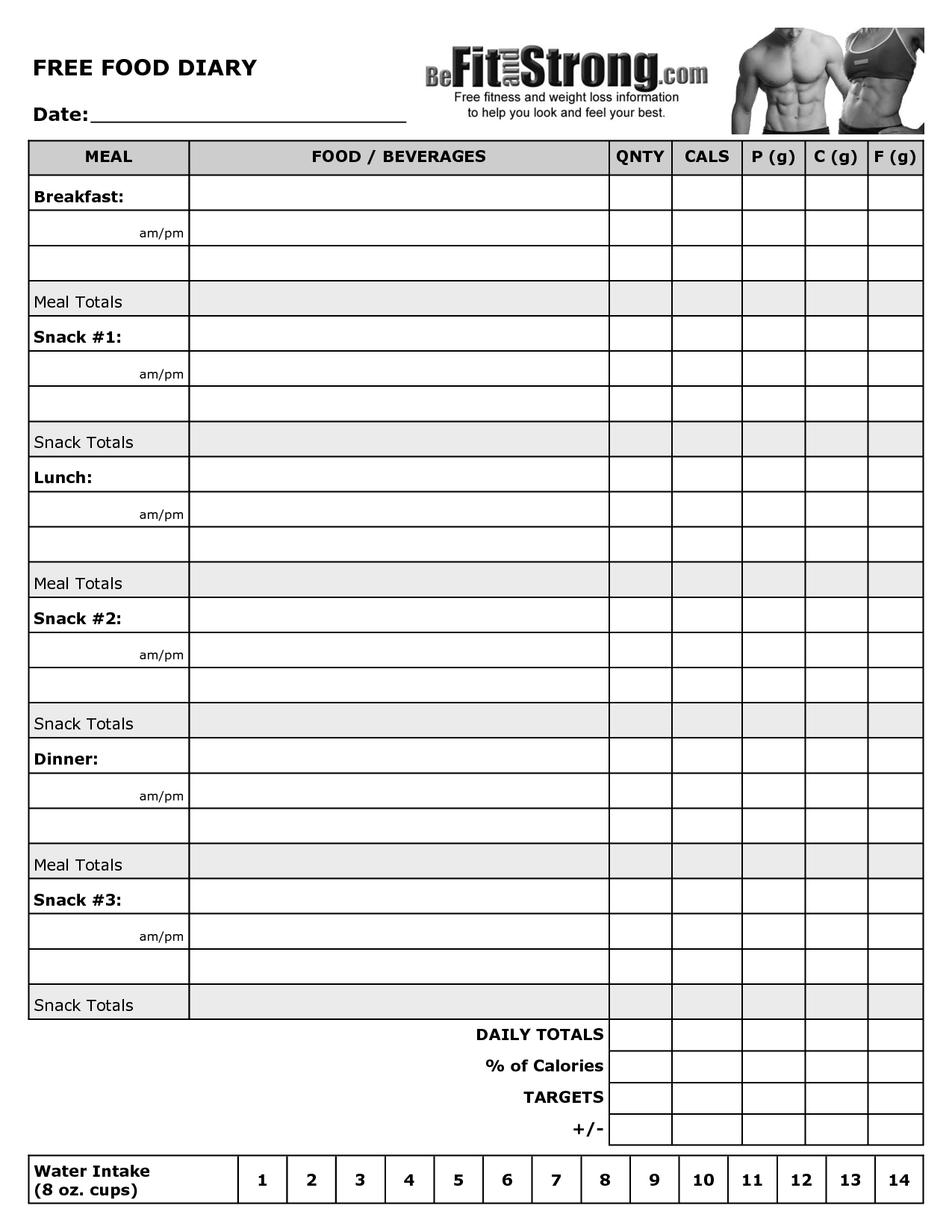 Free Printable Food Diary Template | Health, Fitness &amp;amp; Weight Loss - Free Printable Calorie Counter Journal