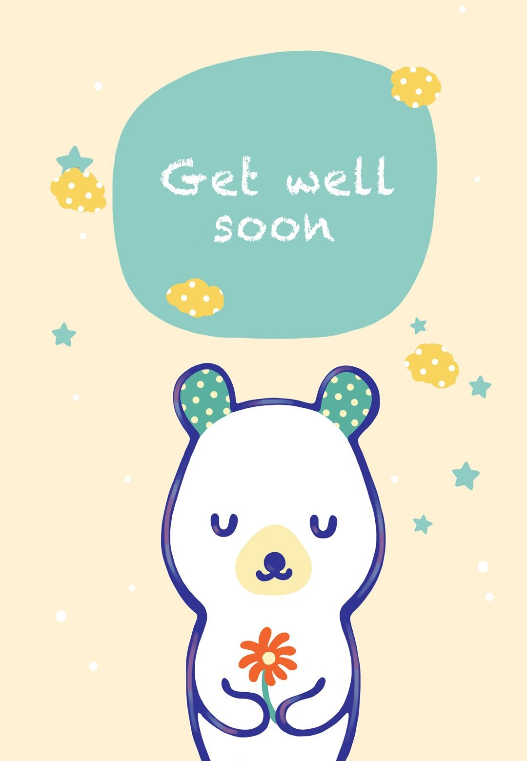 Free Printable Get Well Teddy Bear Greeting Card | Littlestar Cindy - Free Printable Get Well Cards