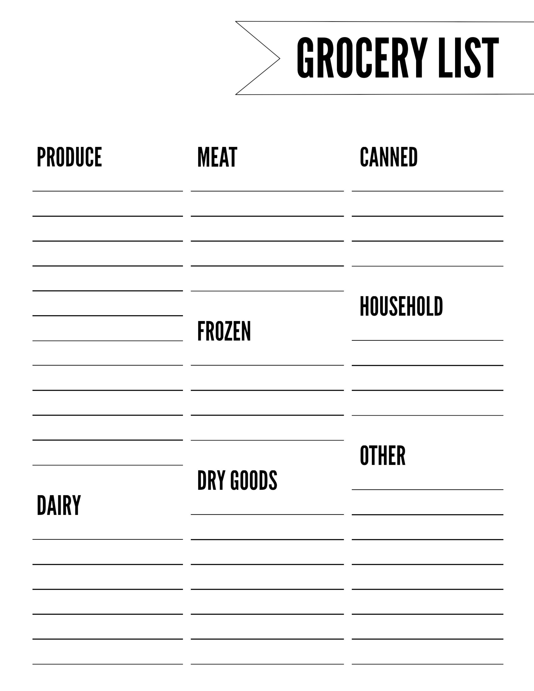 Free Printable Grocery List Template - Paper Trail Design - Free Printable Shopping List