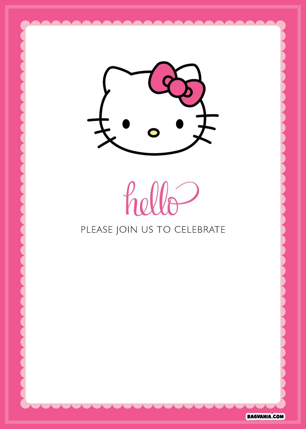 Free Printable Hello Kitty Birthday Invitations – Bagvania Free - Hello Kitty Free Printable Invitations For Birthday