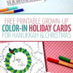 Free Printable Holiday Cards Adult Coloring Pages   Hanukkah + Christmas   Free Printable Happy Holidays Greeting Cards