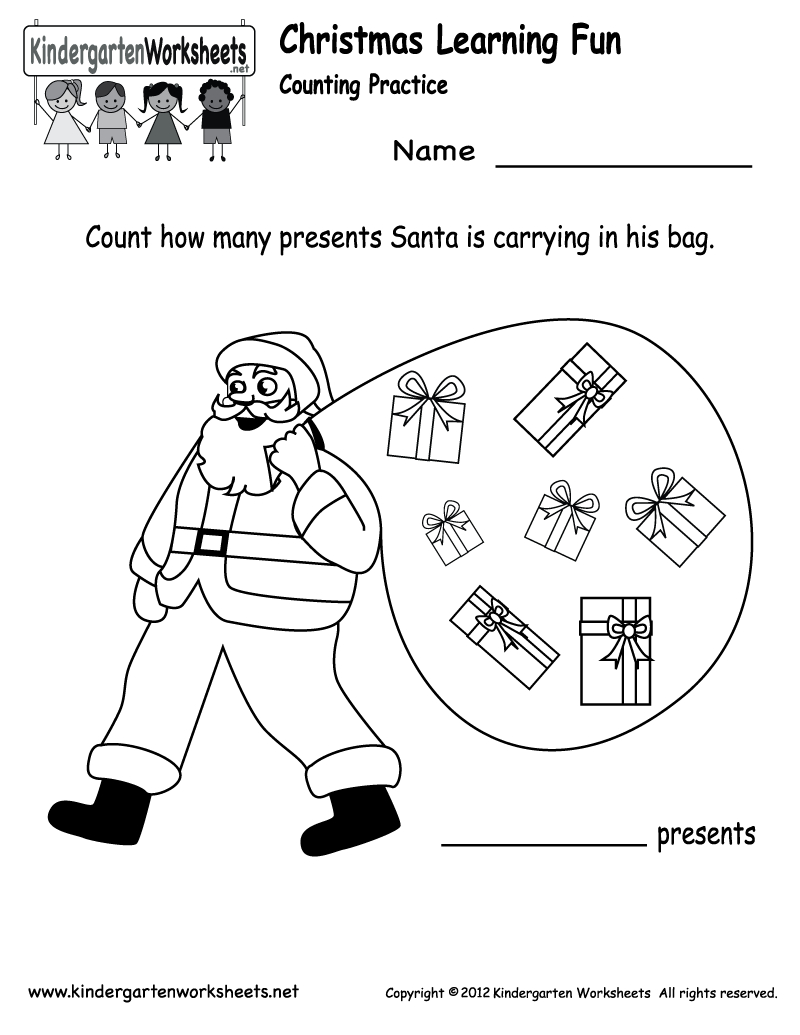 Free Printable Holiday Worksheets | Kindergarten Santa Counting - Free Printable Christmas Worksheets For Kids