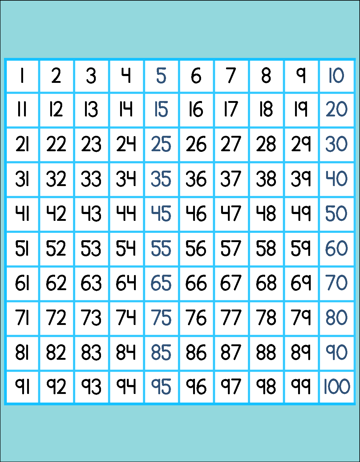 100-grid-printable