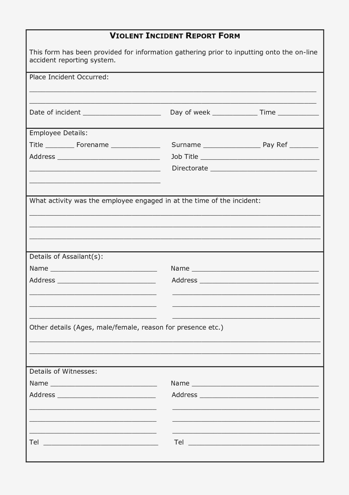 Free Printable Incident Report – Forte.euforic – Form Information - Free Printable Incident Report Form