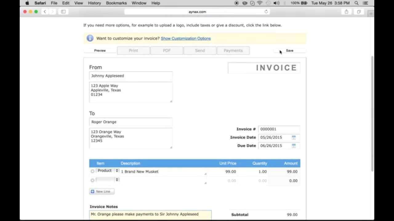 aynax free invoice