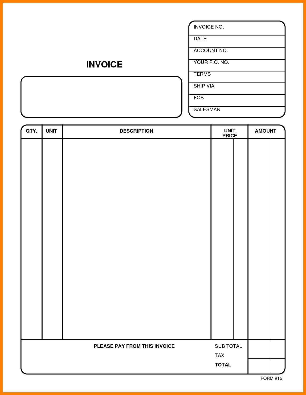 Free Word Printable Invoice Template Uk Blank Sheet Templates Sample