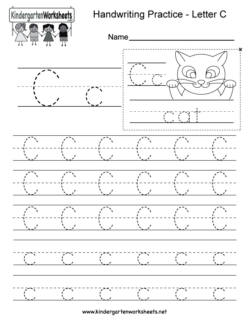 Free Printable Letter C Writing Practice Worksheet For Kindergarten - Free Printable Letter C Worksheets