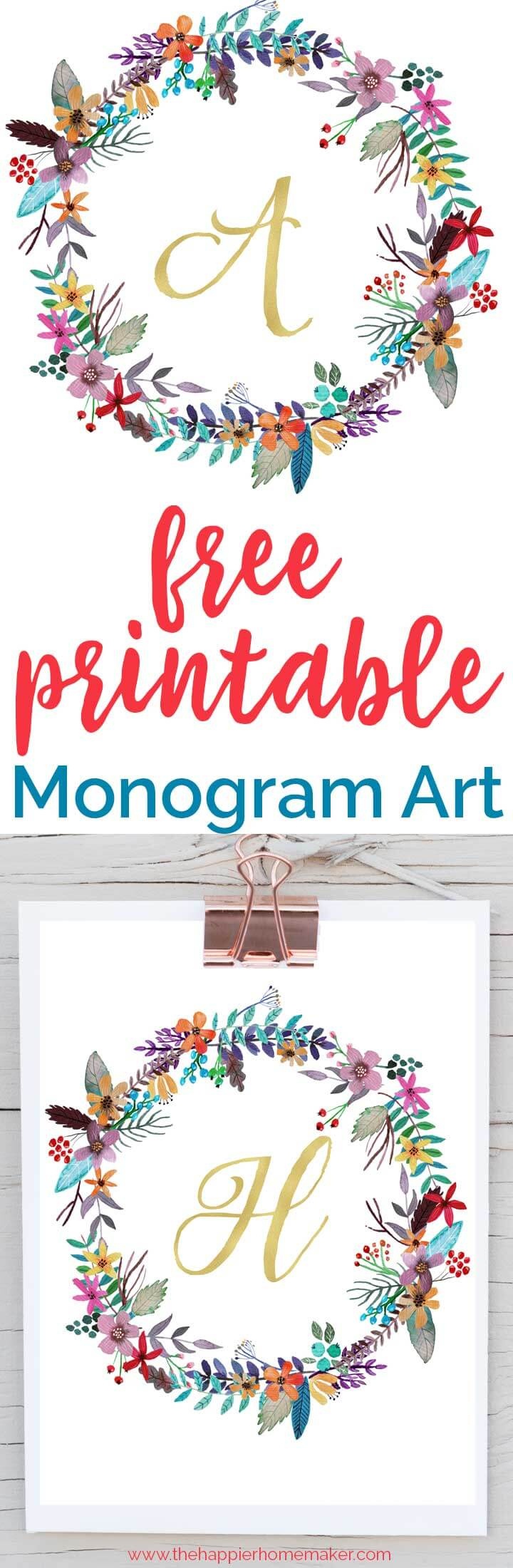 Free Printable Monogram Art | The Happier Homemaker - Free Printable Monogram