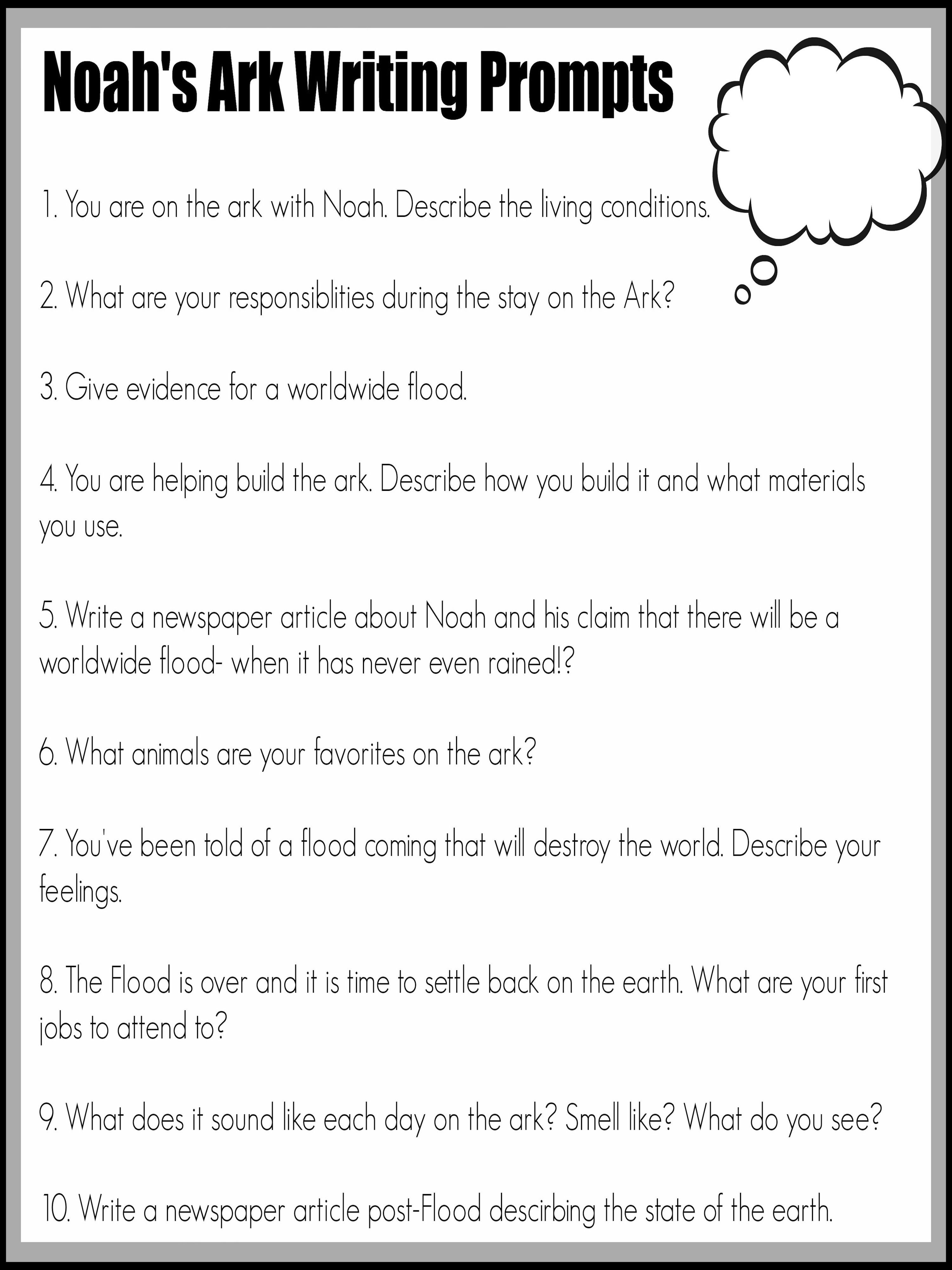 Free Printable Noah&amp;#039;s Ark Writing Prompts | Homeschooling Language - Free Printable Sunday School Lessons For Youth