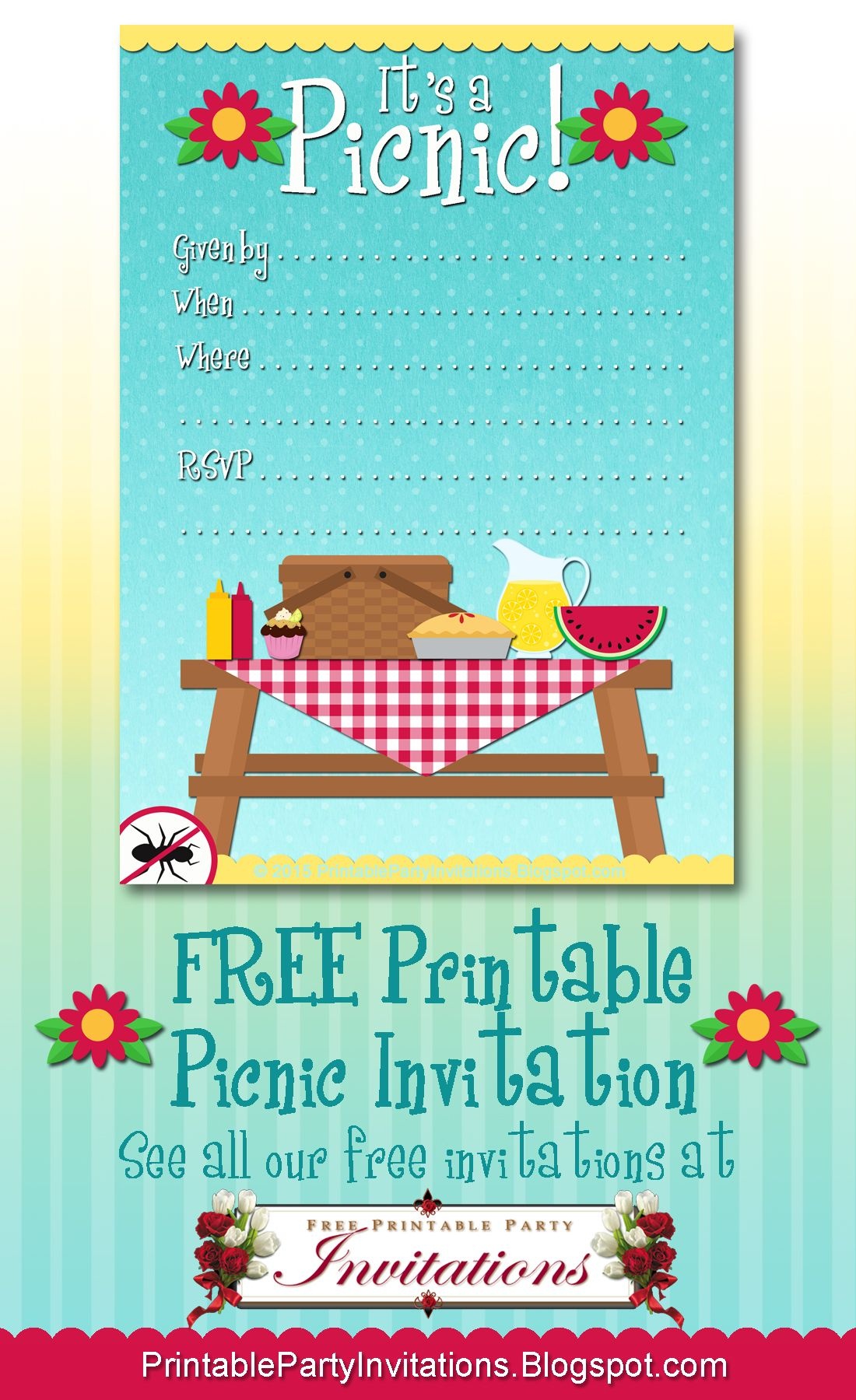 Free Printable Picnic Invitation | Party Printables | Picnic - Free Printable Cookout Invitations