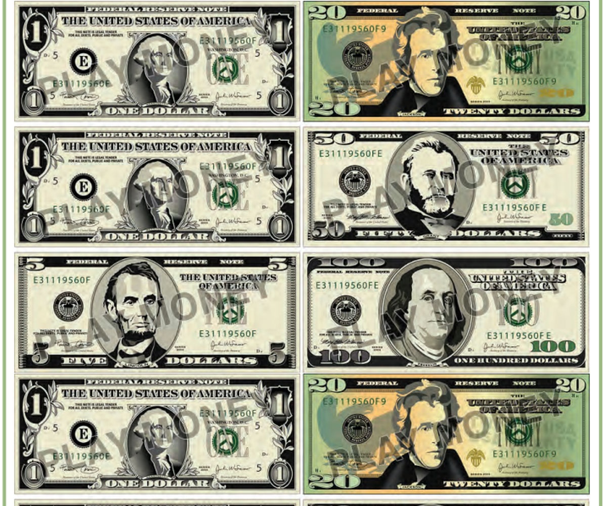 Free Printable Play Money - Familyeducation - Free Printable Fake Money That Looks Real