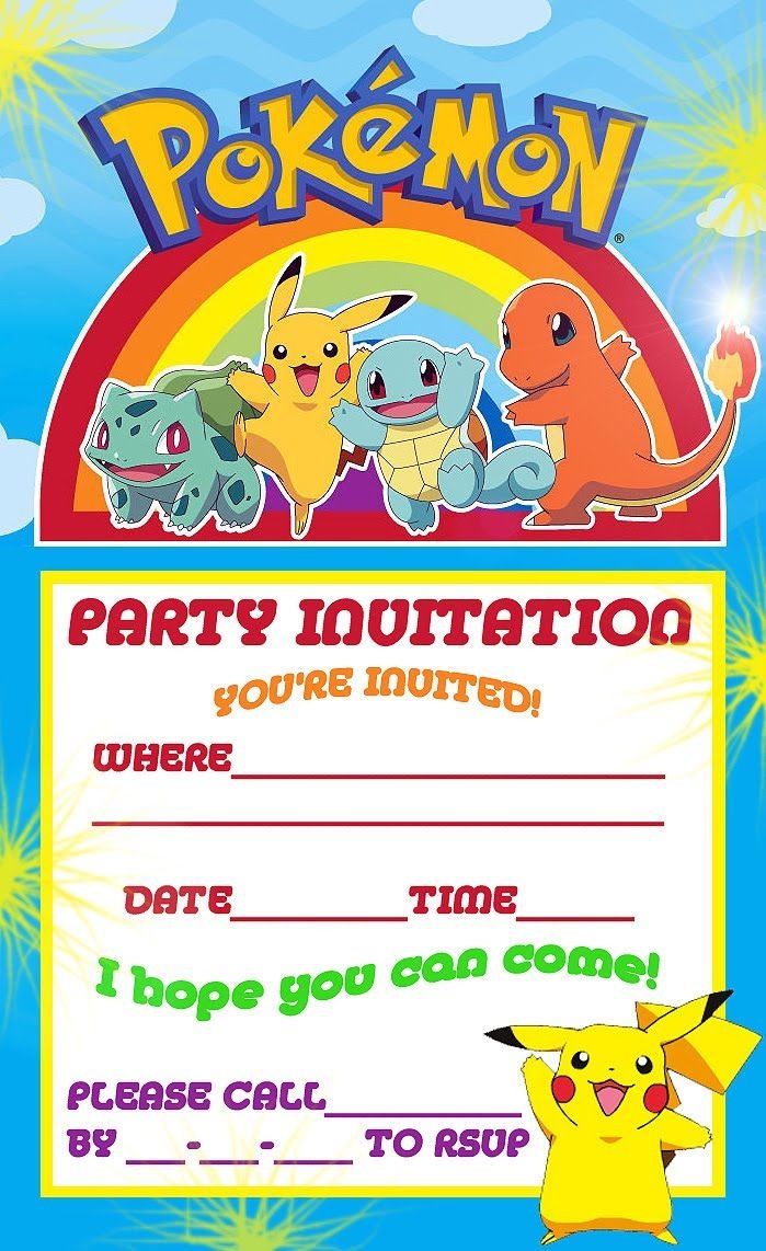 Free Printable Pokemon Birthday Party Invitations | Party Ideas - Pokemon Invitations Printable Free