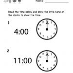 Free Printable Telling Time Worksheet For Kindergarten   Free Printable Telling Time Worksheets