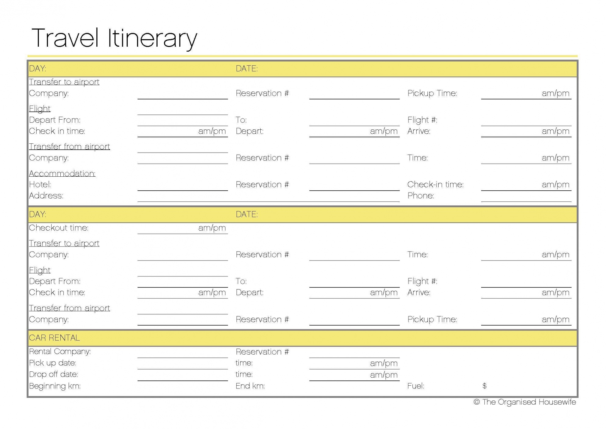 Free Printable – Travel Itinerary | Itineraries, Etc. | Pinterest - Free Printable Itinerary